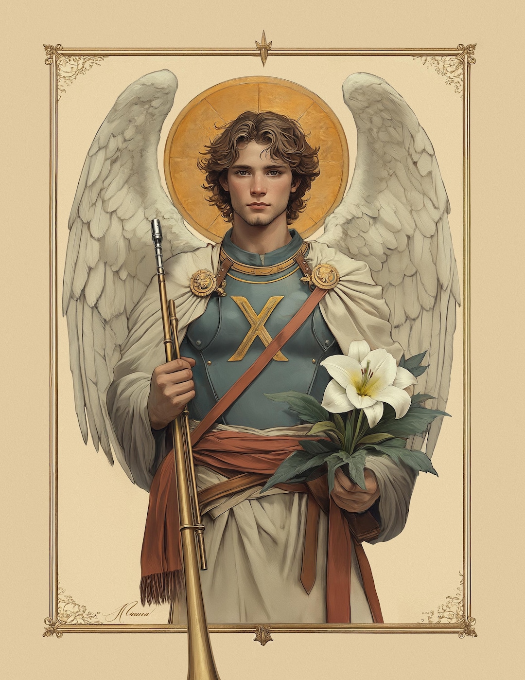 St Gabriel Archangel Vintage Painting St Gabriel Art St Gabriel ...