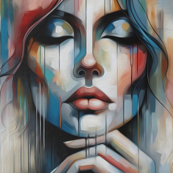 Abstract Woman Face Oil Painting on Stretched Canvas - Etsy