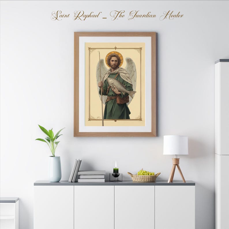 Saint Raphael Staff Saint Raphael the Healer, Catholic Wall Art, Patron of Healing ...