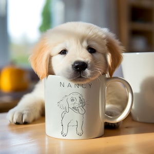 Personalised Pet Mug, Dog Coffee Mug, Pet Memorial, Gift Idea for Dog Lovers, Dog Mom, Custom Dog Portrait, Digital Proof within 24-48HRS