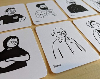Diverse illustrated people cards for service mapping and workshops