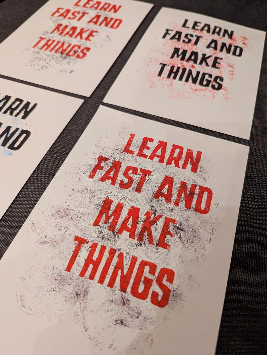 Creating Things Quickly Learn Fast Make Things Lino Print - Typographic Home Office Art - Etsy