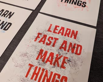 Learn Fast Make Things Lino Print - Typographic Home Office Art