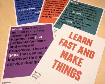 Service Design Quotes Typographic Postcard Set: A6 Prints on Recycled Paper