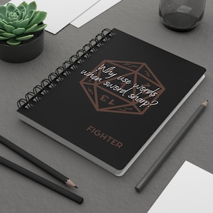 DnD Notebook | Fighter journal | D&d notebook | Dnd character | dnd gifts for her or him | Dungeons and Dragons notebook