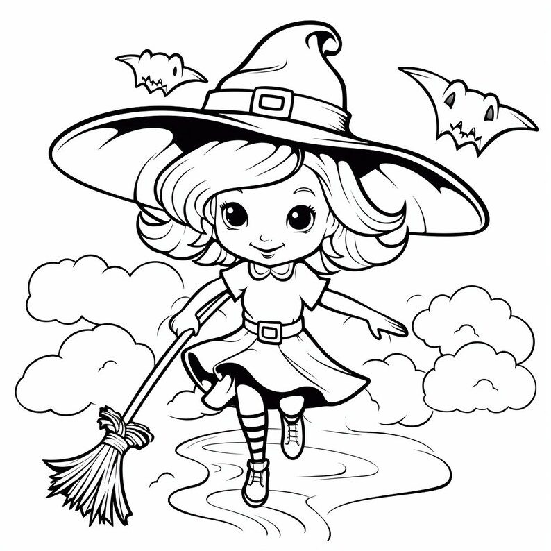 30 Halloween Kids Printable Coloring Drawings Etsy
