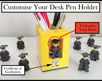 Personalised Graduation Pen Holder: Customisable Graduate Figure Desk Organizer