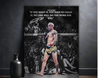 Póster motivacional enrollable de Charles Oliveira / Decoración de pared de UFC Brasil MMA