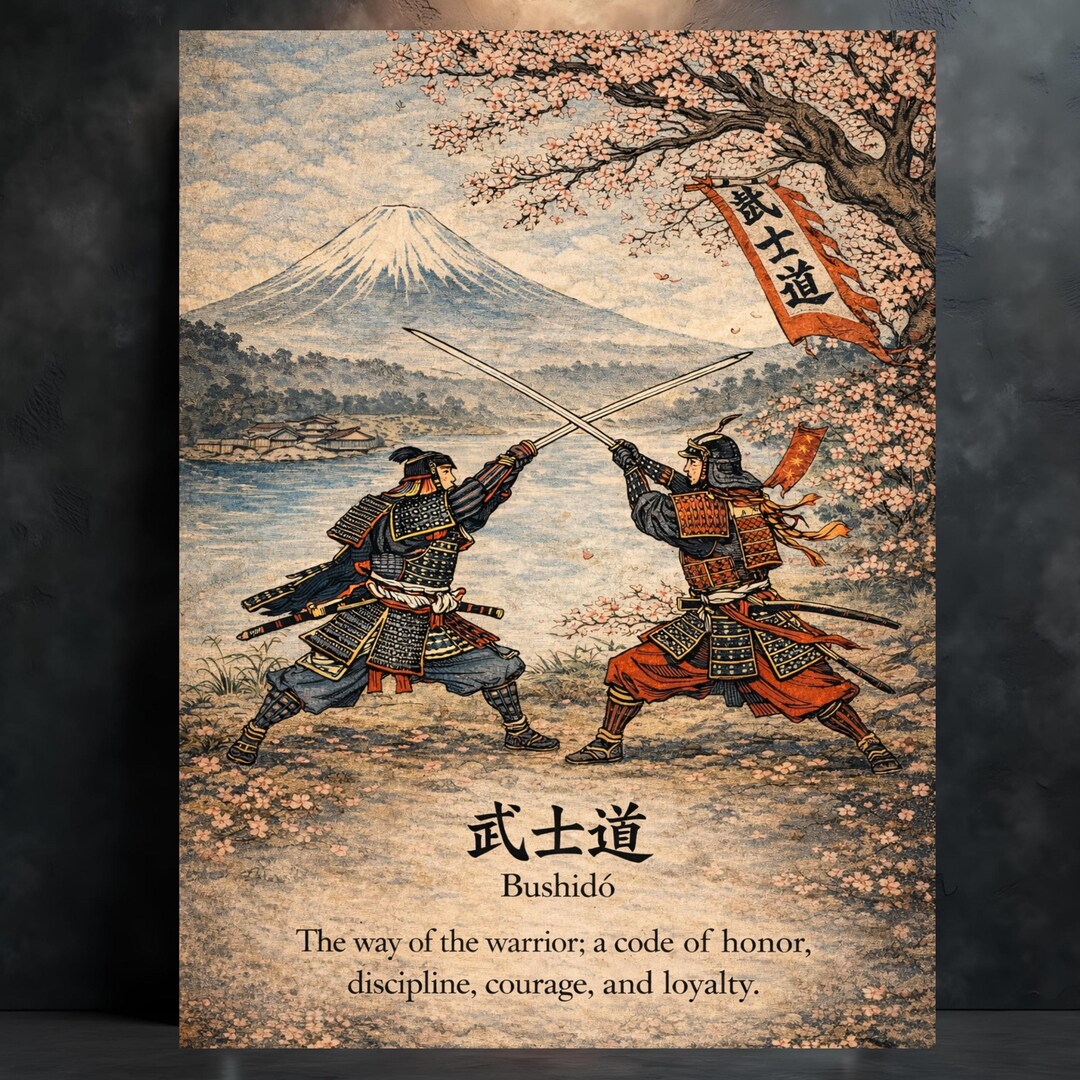 Bushido Samurai Poster | Japanese Philosophy Wall Art | Ukiyo-e Warrior ...
