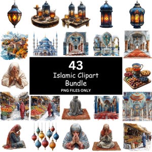 Islam Clipart, Muslim Clipart PNG Bundle, 43 PNG Islamic Watercolor Clipart Bundle, Instant Digital Download, Commercial Use