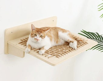 Cat Wall Shelves Wood Cat Wall Furniture Cat Climbing, Cat Perch Bed Hanging Hammock Cat Bed, Wood Cat Climbing Wall Cat Perch Wood