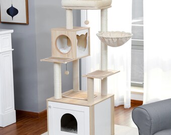 Modern Cat Furniture Cat Tree Wood Condo Wood Tree Tower House Cat Climbing Tree Luxury Cat Lover Gift Unique Cat Tree Cat Condo Sisal Post