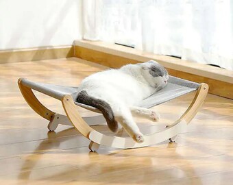 Cat Bed House Modern Cat Handmade Cat Bed, Pet Hammock Cat Lounger Cat Wooden Bed, Cat Rocking Chair, Cat Wooden Perch Cat Couch Bed Of Wood