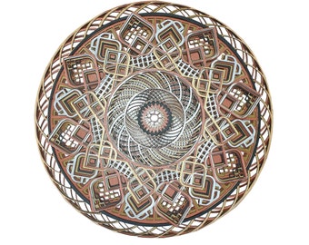 Mandala en bois multicouche, diamètre 38cm. Les mandalas en bois superposés sont une forme d’art et de design tridimensionnels.