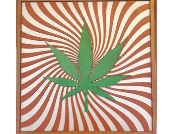 Mandala en bois multicouche, feuille de marijuana Ø380mm. Les mandalas multicouches sont une autre forme d'art