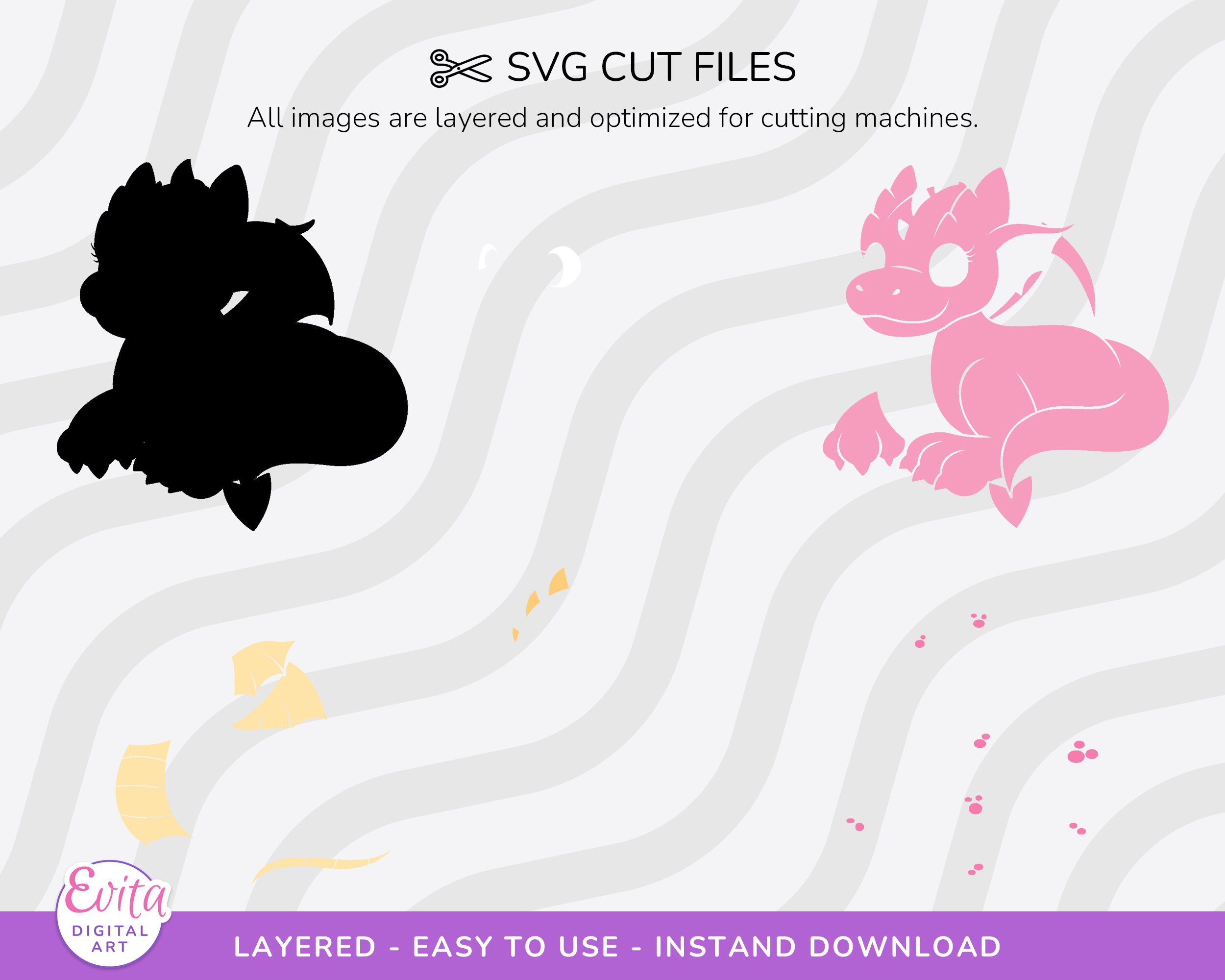 Cute Dragons SVG Bundle - Cricut, Silhouette Cut Files - Dragon Clipart ...