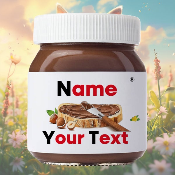 Gepersonaliseerd bedrukt Nutella-label met bericht | Digitaal Nutella-potlabel | Digitaal aangepast label