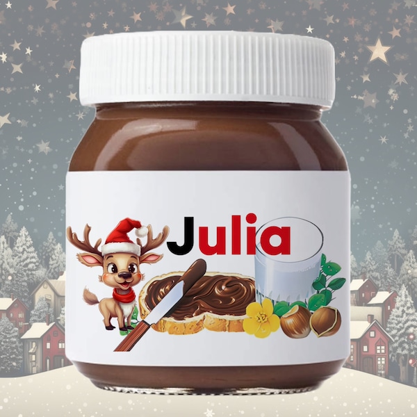 Gepersonaliseerd bedrukt Nutella-label | Digitaal Nutella-potlabel | Digitaal aangepast label | Kerstcadeau