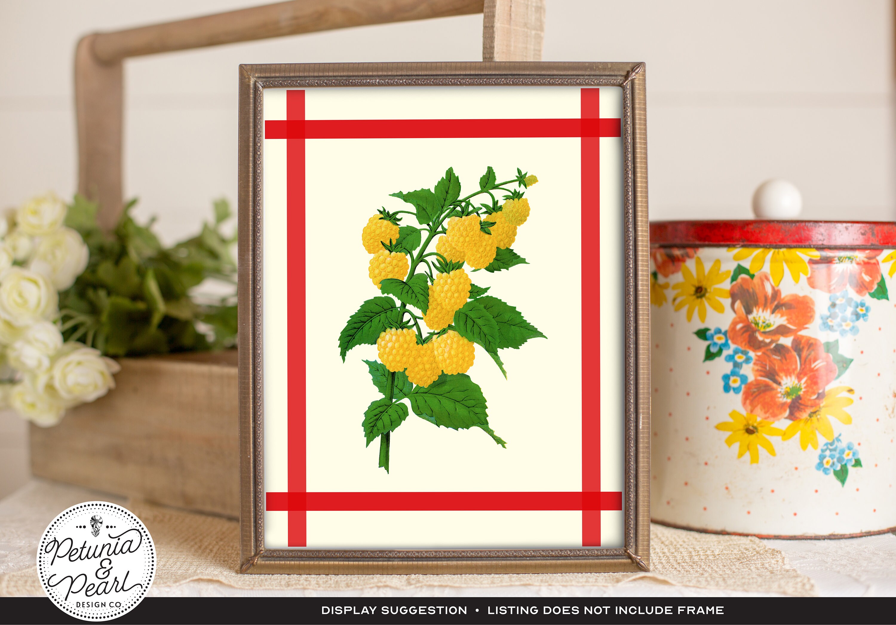 Vintage Raspberry Themed Decor Retro Raspberry Wall Art · Kitschy Kitchen Art · Inspired by Vintage ...
