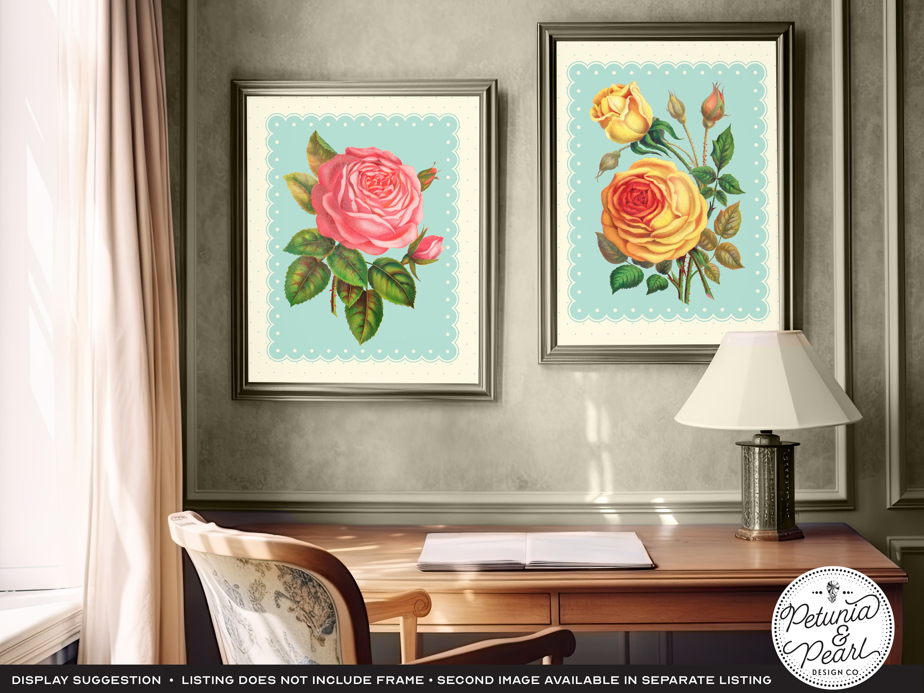 Vintage Pink Rose Wall Art · Grandmillenial Home Decor · Nostalgic ...
