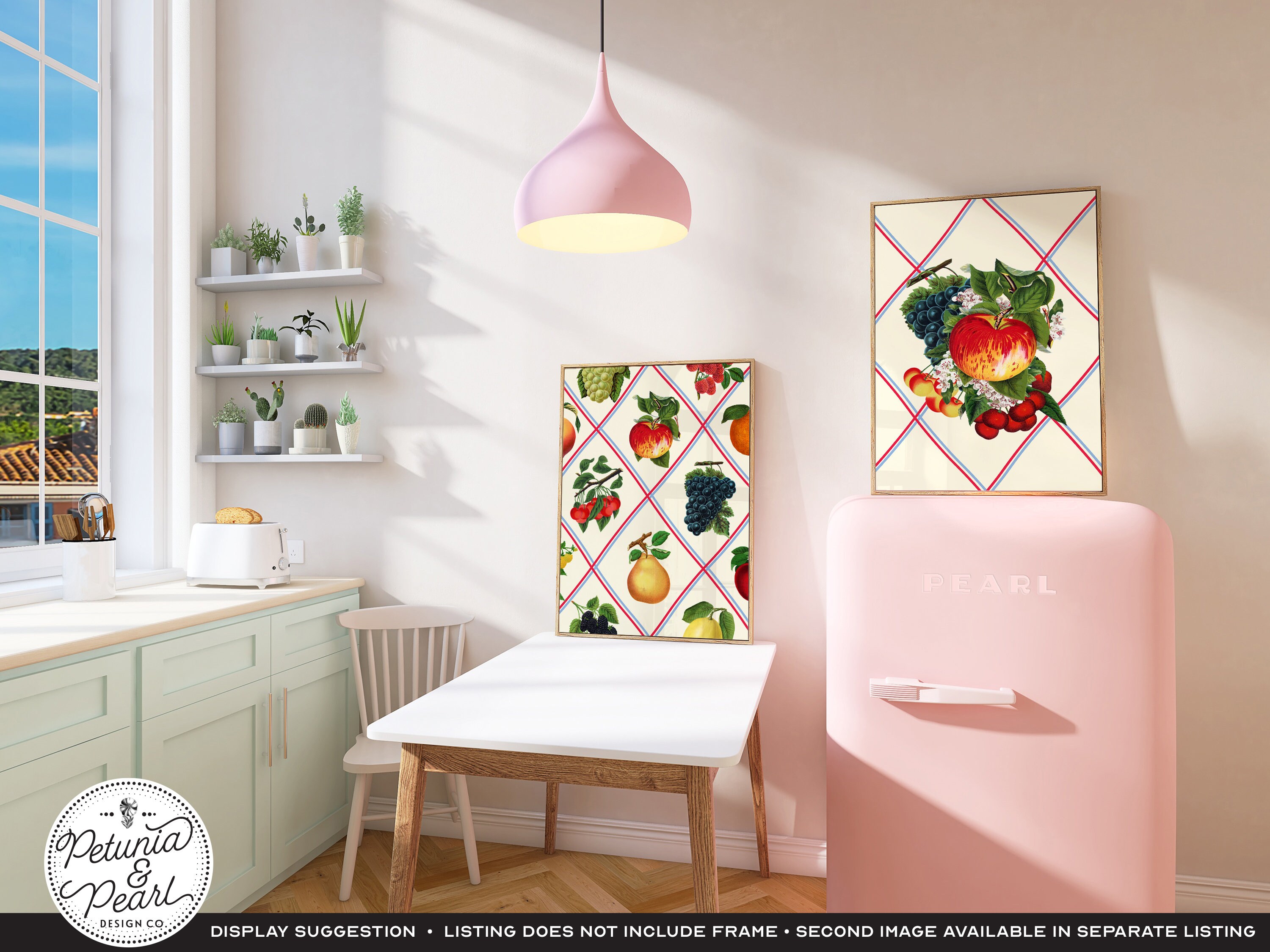 set of 2 kitchen prints | kitchen wall art, fruit wall... Vintage Reproduction Fruit Wall Art · Kitschy Kitchen Art · Inspired by ...