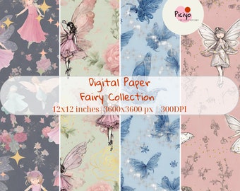 Fairy Tale Digital Papers, Fairy-Themed Digital Papers, Perfect for Crafting - Junk Journal, Decoupage, and Scrapbooking