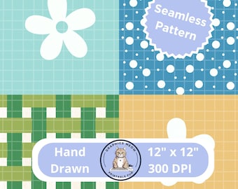 Squares 3.1 Seamless Pattern, Hand Drawn Design, Repeat Pattern, Sublimation Design