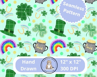 St. Patrick's Day Hand-Drawn Seamless Pattern (Digital Download)