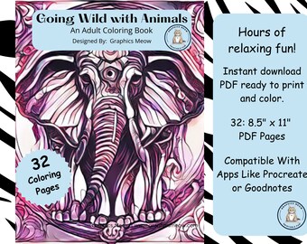 Wild Animals Coloring Book | 32 Relaxing Pages (PDF Download)