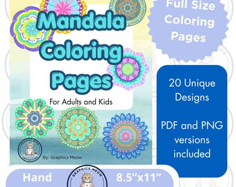 マンダラ塗り絵 - 20ページ | 印刷可能なPDF | デジタルファイル | ストレス解消と集中力アップ | 即時ダウンロード