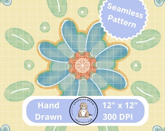 Blue Splash Seamless Pattern, Hand Drawn Design, Repeat Pattern, Sublimation Design