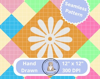 Colored Diamonds Seamless Pattern, Hand Drawn Design, Repeat Pattern, Sublimation Design