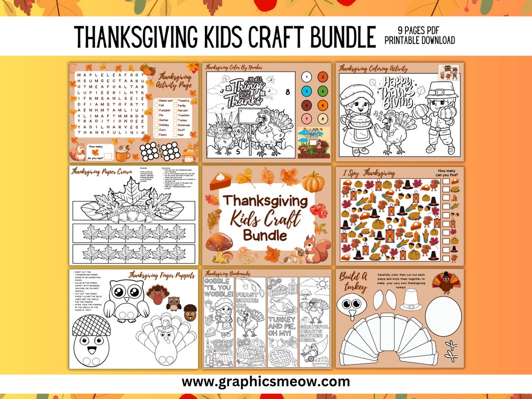 Thanksgiving Printable Kids Projects - Etsy