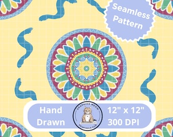 Mandela 3.14 Seamless Pattern, Hand Drawn Design, Repeat Pattern, Sublimation Design