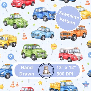 Naadloos autopatroon, handgetekend ontwerp, herhalingspatroon, sublimatieontwerp