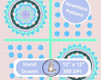 Mandella 2.26.2 Seamless Pattern, Hand Drawn Design, Repeat Pattern, Sublimation Design