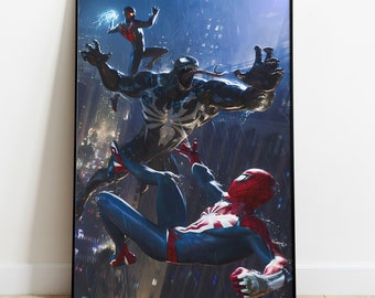 Spiderman 2 Game Poster, Wall Art & Fine Art Print, Home Decor, Game poster gift