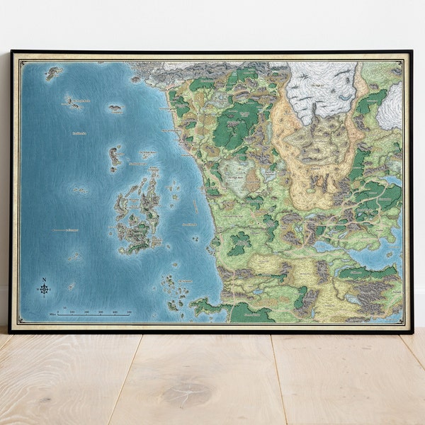 Dungeons and Dragons Map Poster, DnD Wall Art & Fine Art Print, Home Decor, Roleplay game poster gift