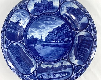 Rowlad & Marsellus Co Antique / Vintage Souvenir Plate Depicting scenes of Old Boston, MA a Collector Plate - Straffordshire England