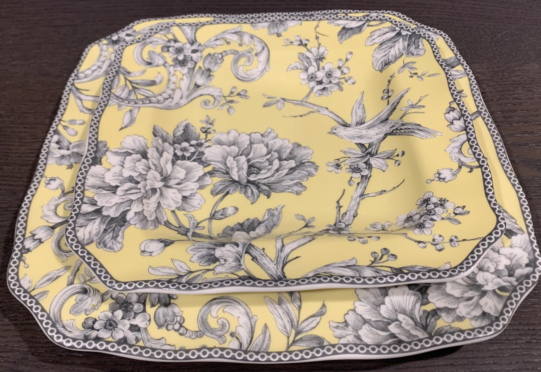 222 Fifth Adelaide Yellow Dinner and Salad Plate Etsy