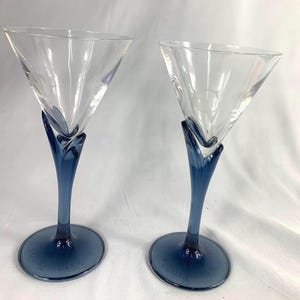House of Courvoisier, CV 6 oz Cognac Glasses , blue tulip stem, Luigi Bormioli