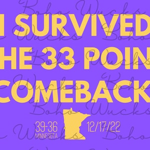 Sono sopravvissuto alla rimonta da 33 punti / Minnesota Sports / Vikes / PNG e SVG / Vikings / Minnesota football / Football png / Football craft
