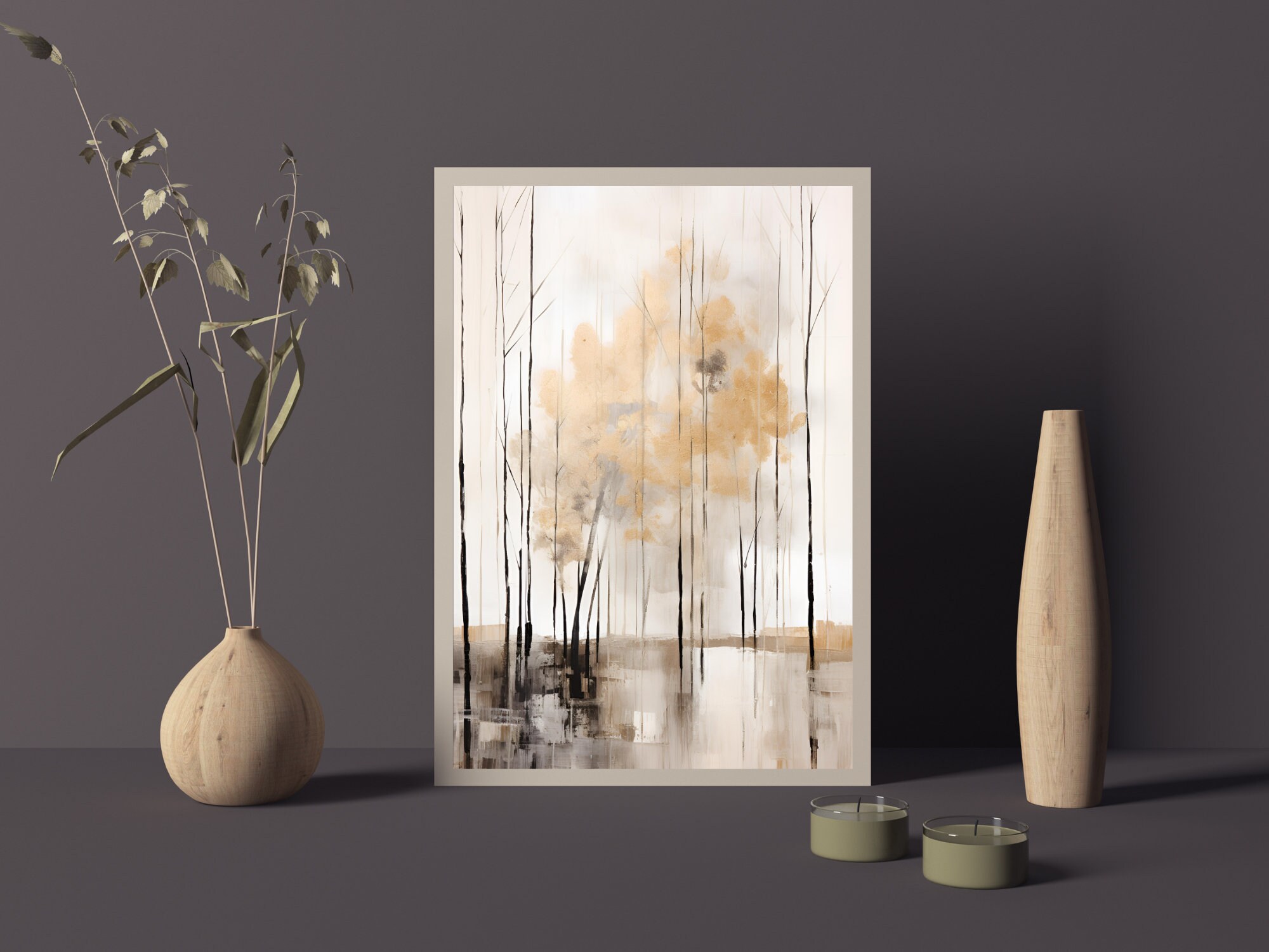 Japandi Wall Art, Minimalist Modern Japanese Digital Art Poster, Japandi Neutral Scandinavian ...