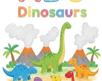 Dinosaurs Animals Alphabet ABC Coloring Book for kids, Printable Preschool Letters Coloring Pages, Instant Download PDF.