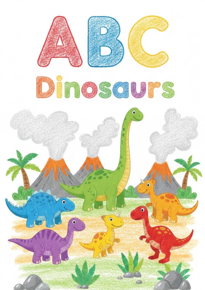 Dinosaurs Animals Alphabet ABC Coloring Book for Kids, Printable ...