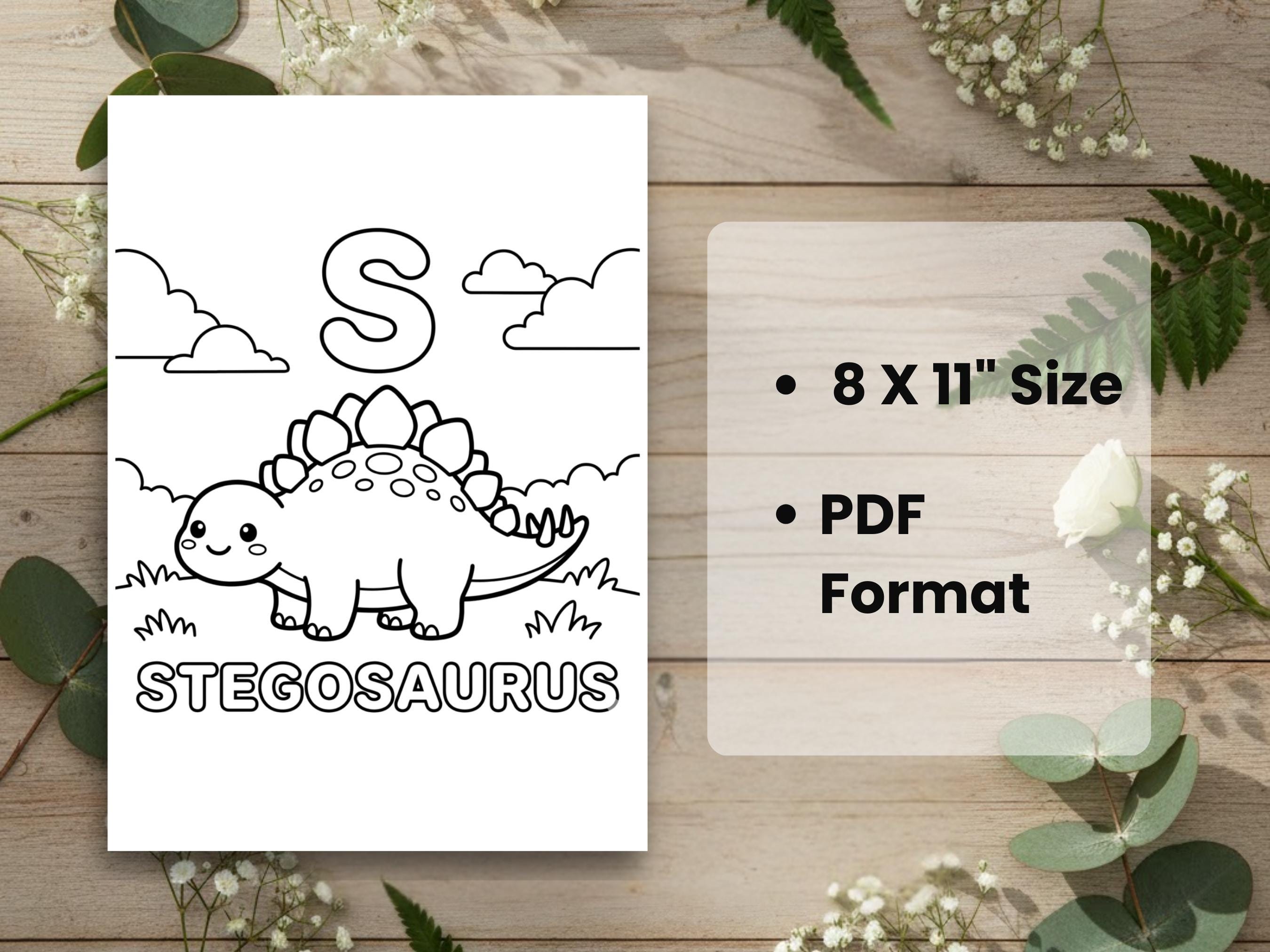 Dinosaurs Animals Alphabet ABC Coloring Book for Kids, Printable ...