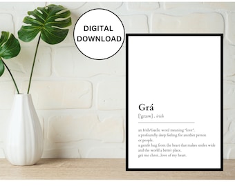 Irish Love Word 'Grá' Acryl Schild 10,2x10,2cm - Keltisches Geschenk Mit Herzlicher Bedeutung