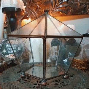 Pentagon glass hinged terrarium