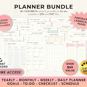 Planner Bundle | Daily, Weekly, Monthly Planner | Schedule Planner | Personal Organizer | Productivity Planner | 2024, 2025 planner