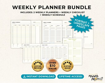 Weekly Planner Bundle | Portrait & Landscape Pages (Digital Download)